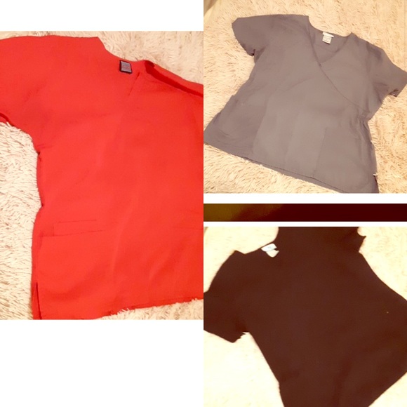 Smart Scrubs Other - 3 Scrub tops one black/ one gray/ one red